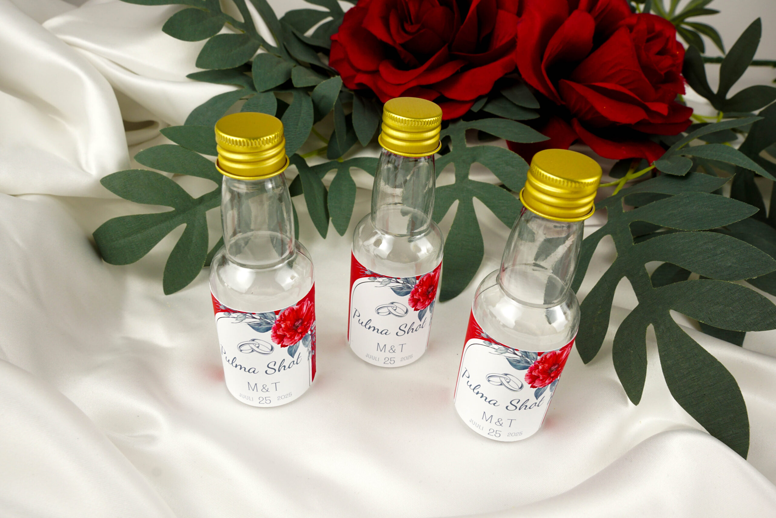 pulma-shot pudelid- kauni sildiga personaliseeritud 50ml pudelid