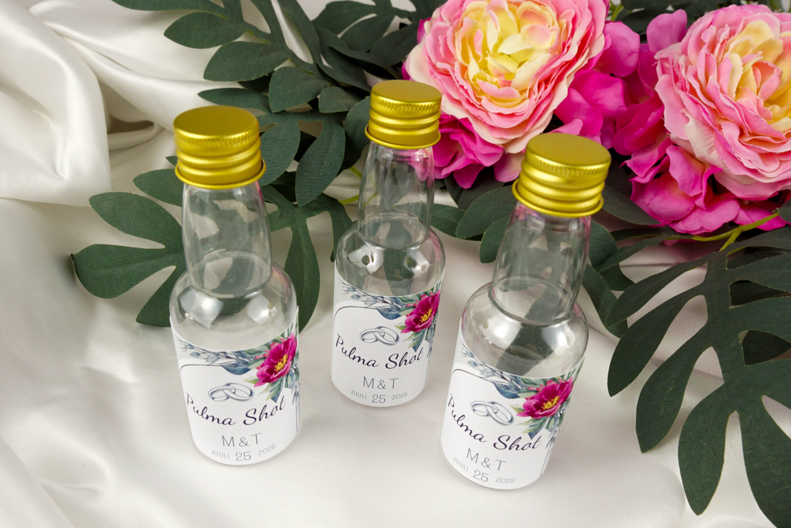 pulma-shot pudelid- kauni sildiga personaliseeritud 50ml pudelid