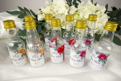 pulma-shot pudelid- kauni sildiga personaliseeritud 50ml pudelid